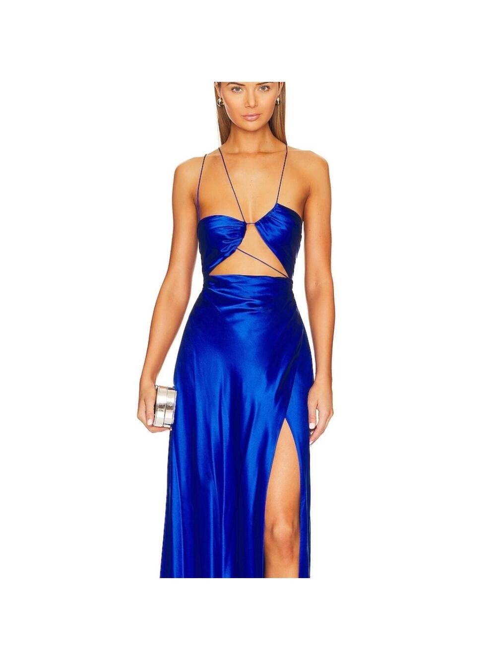The Sei Asymmetrical Strappy Gown in Sapphire